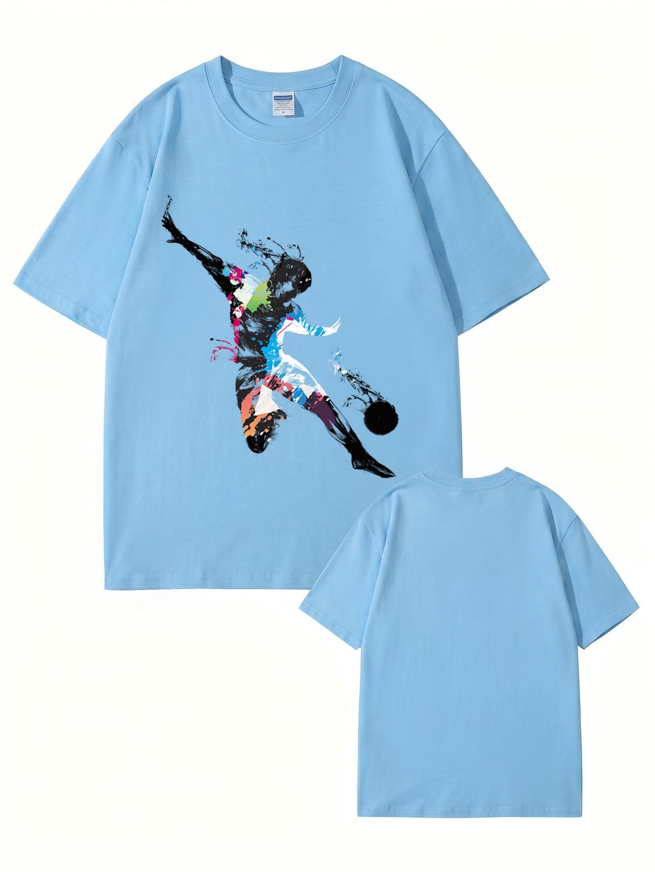 Abstract Soccer Player Splatter Paint Graphic Print T-Shirt