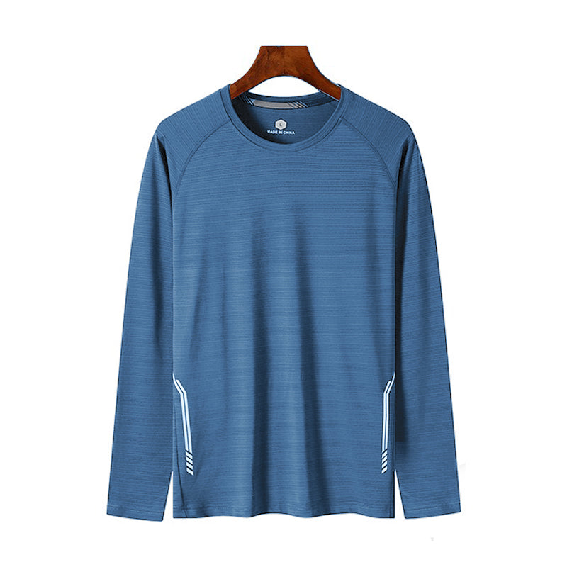 2025 New Round-Neck Ice Silk Elastic Long-Sleeved T-Shirt