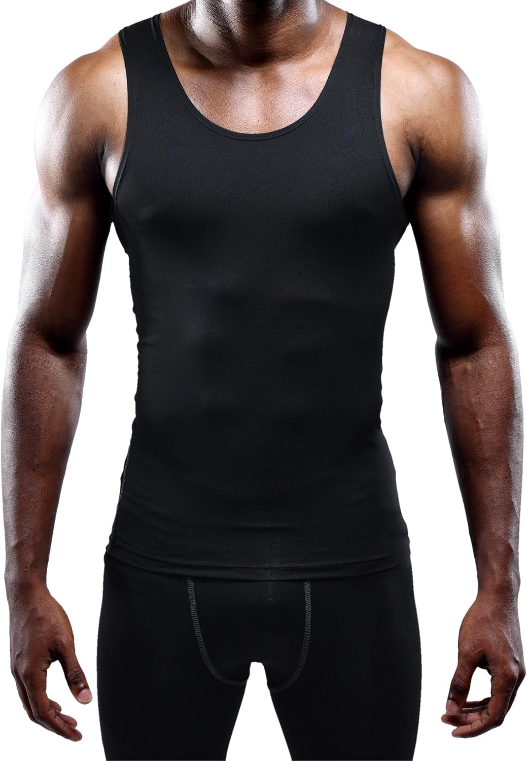 Alpinario Men's Athletic Compression Tank Top 3 Pack Sleeveless Base Layer - Black/Grey/White View 2