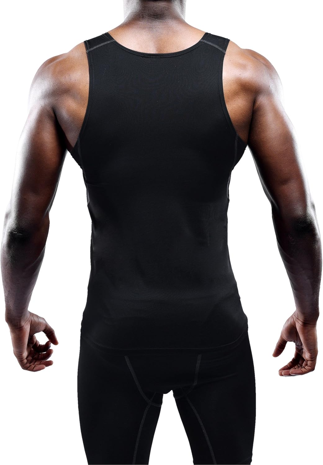 Alpinario Men's Athletic Compression Tank Top 3 Pack Sleeveless Base Layer - Black/Grey/White View 5
