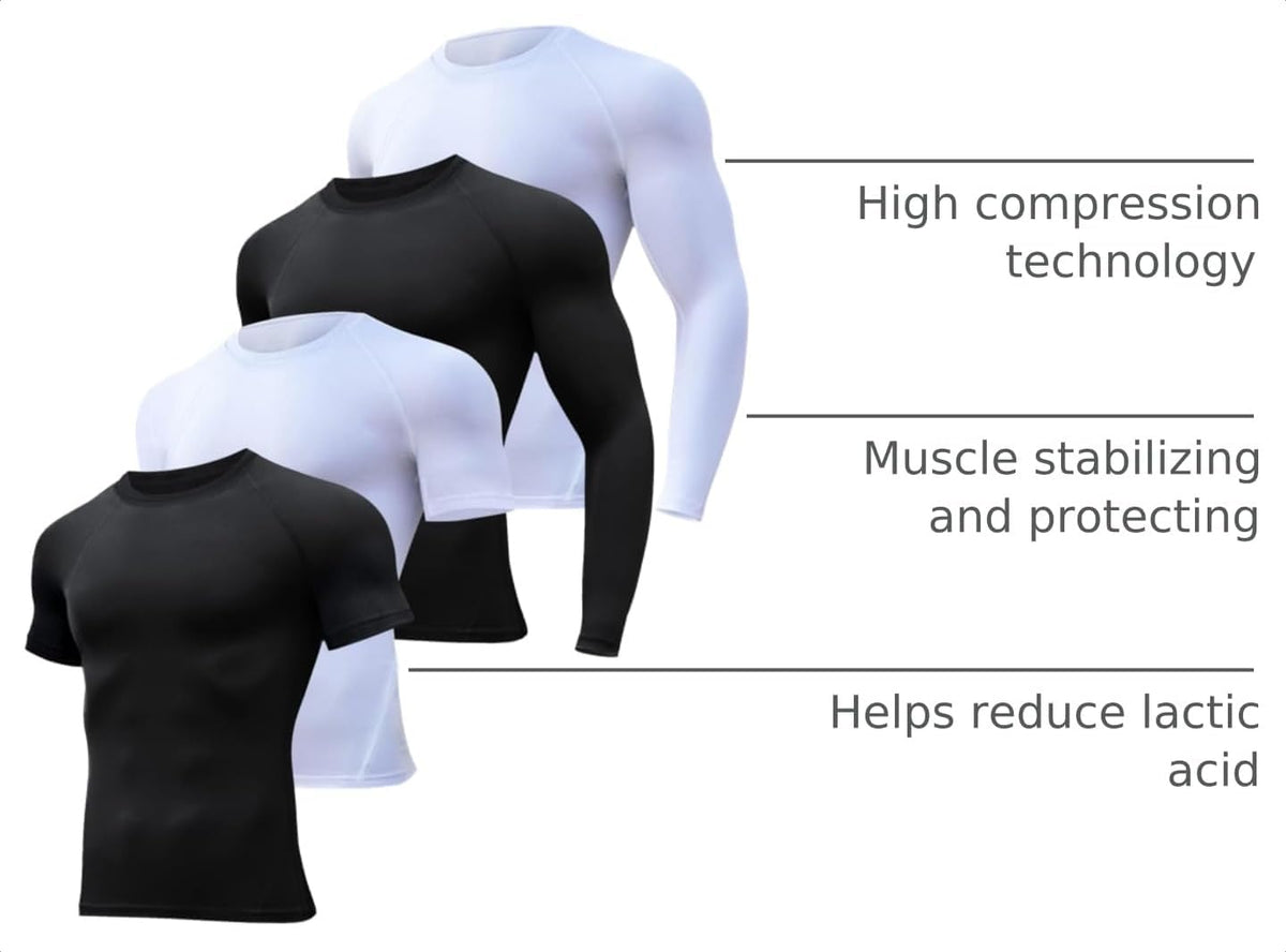 Alpinario Men's Compression Shirt Long Sleeve Cool Dry Athletic Base Layer - Black View 4
