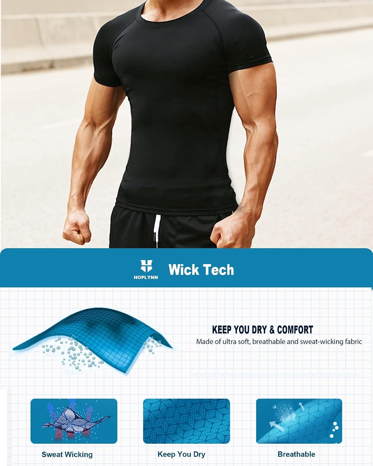 Alpinario Men's Compression Shirt Long Sleeve Cool Dry Athletic Base Layer - Black View 5
