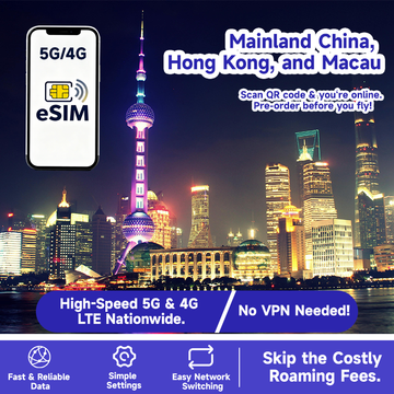 China Shanghai Hong Kong Macau Universal Data Plan eSim