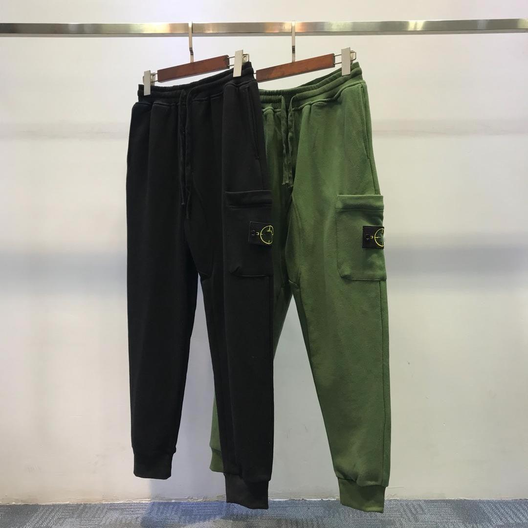 Black olive yellow cargo joggers with compass patch