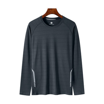 2025 New Round-Neck Ice Silk Elastic Long-Sleeved T-Shirt