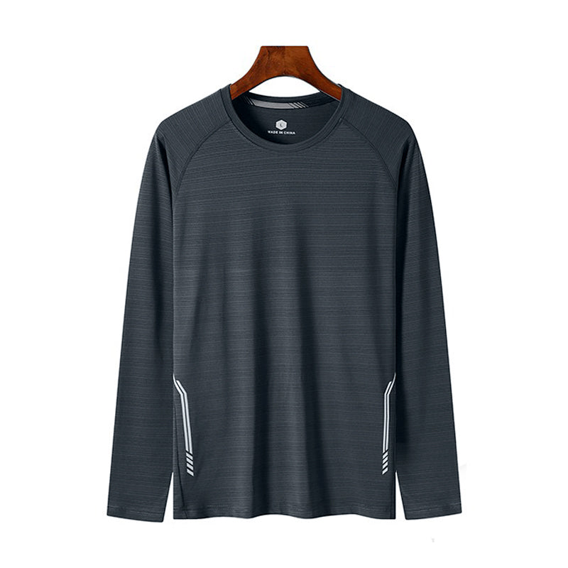 2025 New Round-Neck Ice Silk Elastic Long-Sleeved T-Shirt