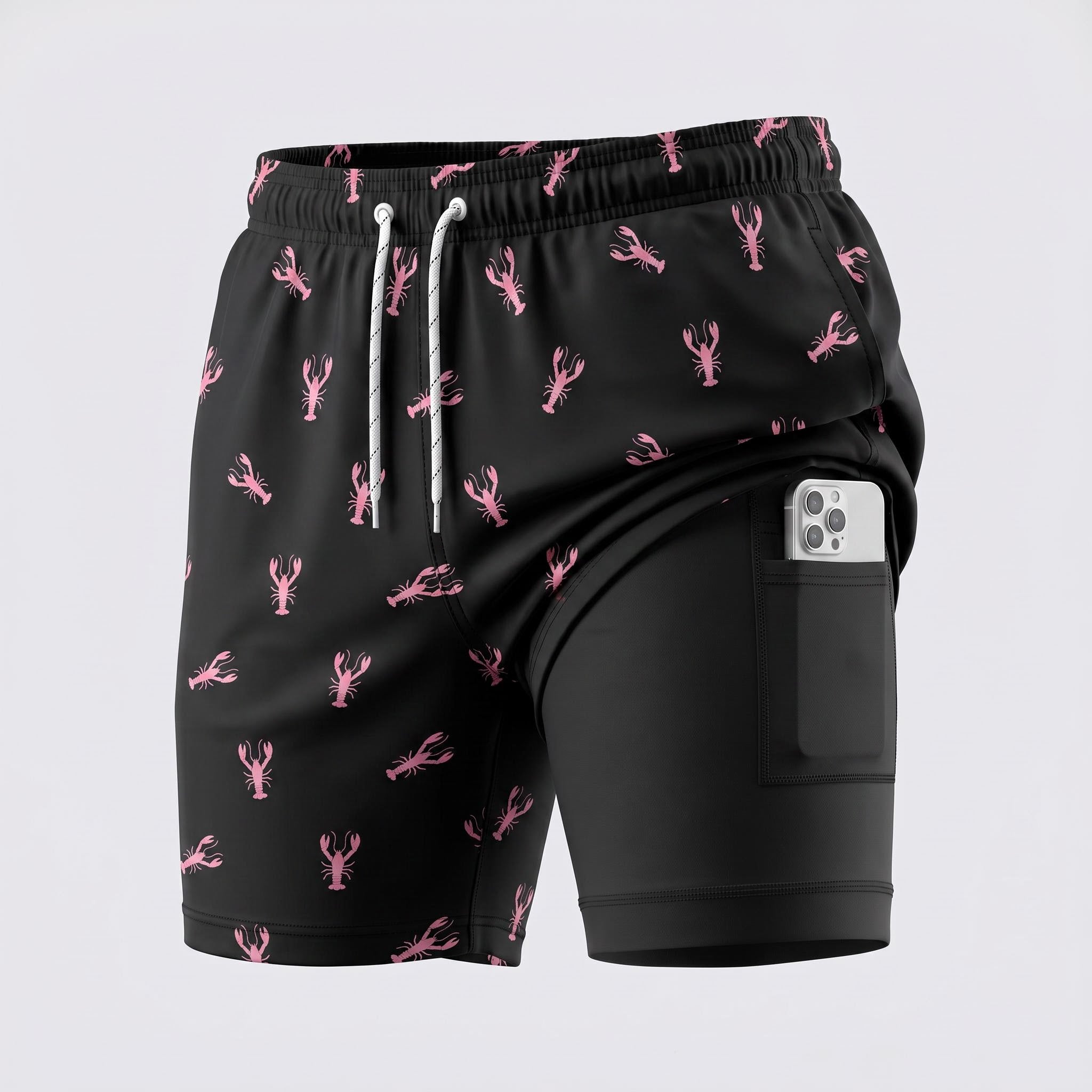 Alpinario Men's 2-in-1 Tropical Print Athletic Training Shorts