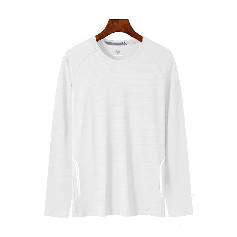 2025 New Round-Neck Ice Silk Elastic Long-Sleeved T-Shirt