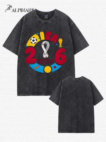 Vintage Washed FIFA World Cup 2026 Graphic Heavyweight Cotton T-Shirt