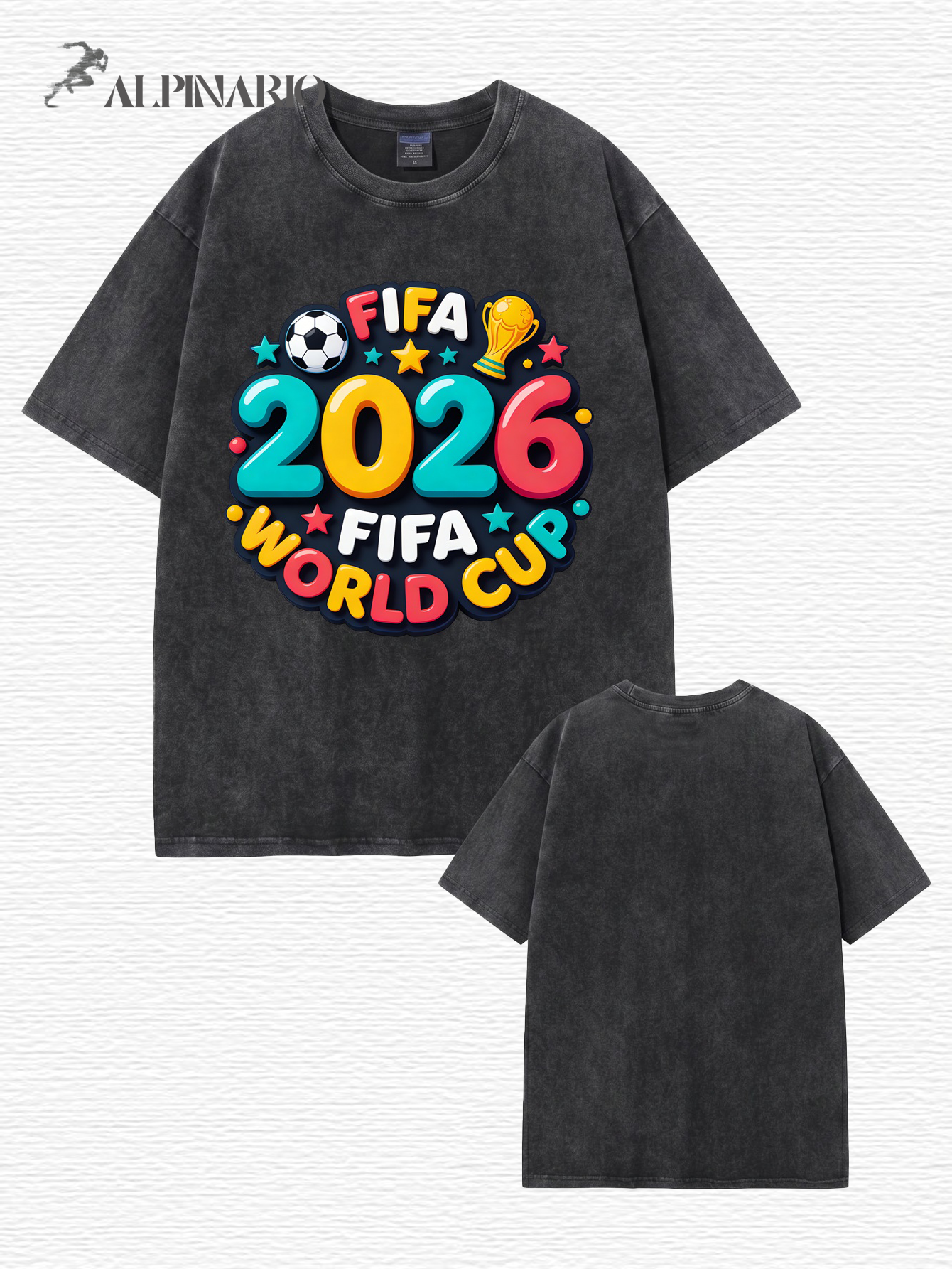 2026 FIFA World Cup Vintage Washed Graphic T-Shirt | Premium 300gsm Cotton