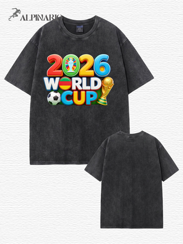 2026 World Cup Graphic T-Shirt - Vintage Washed Heavyweight Cotton Tee