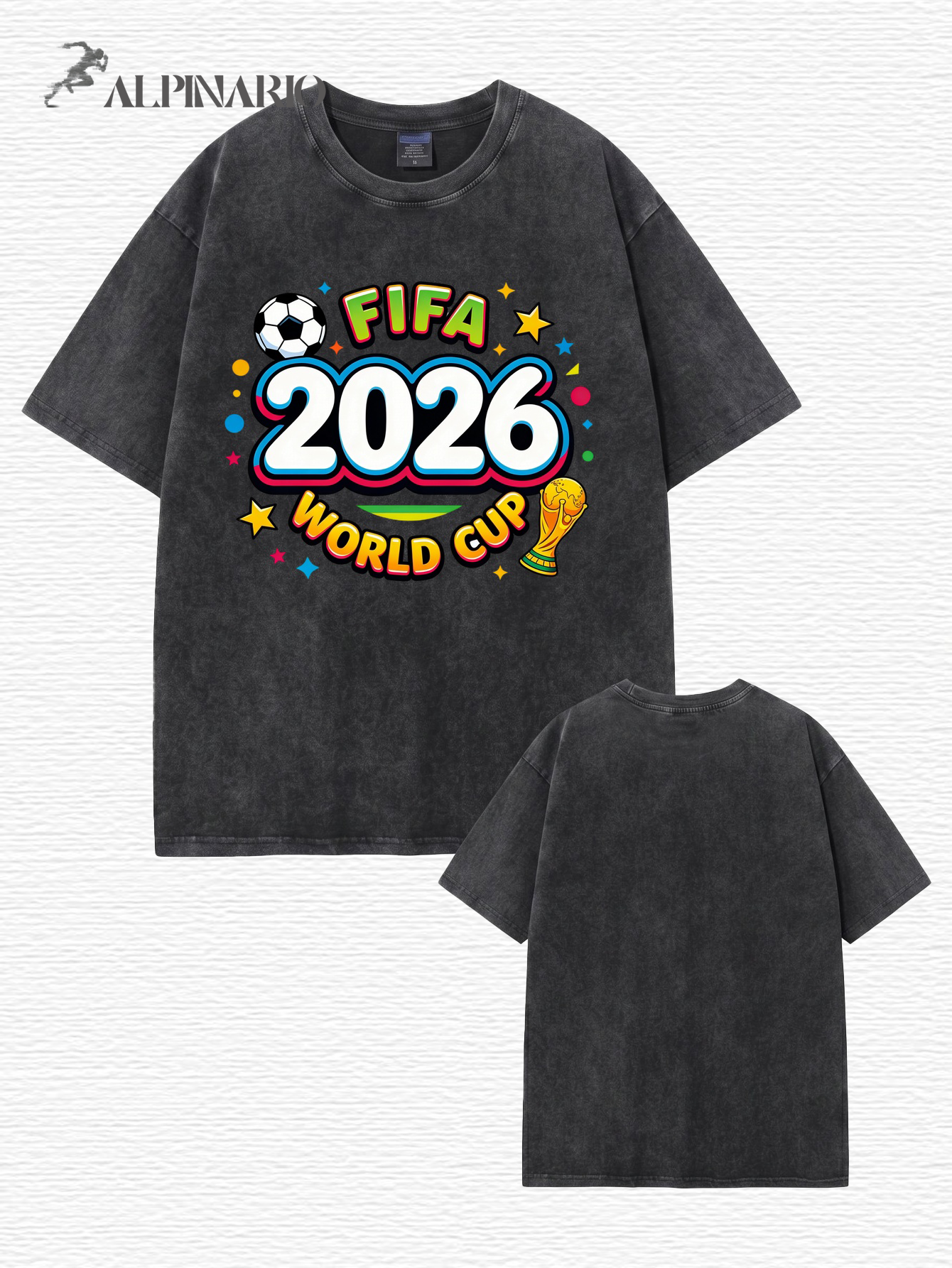 2026 FIFA World Cup Graphic T-Shirt - Vintage Washed Heavyweight Cotton Tee