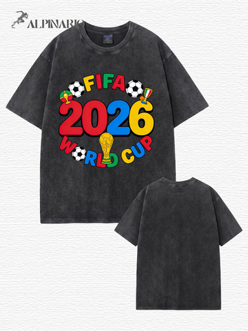 2026 FIFA World Cup Graphic T-Shirt - Vintage Washed Cotton Streetwear