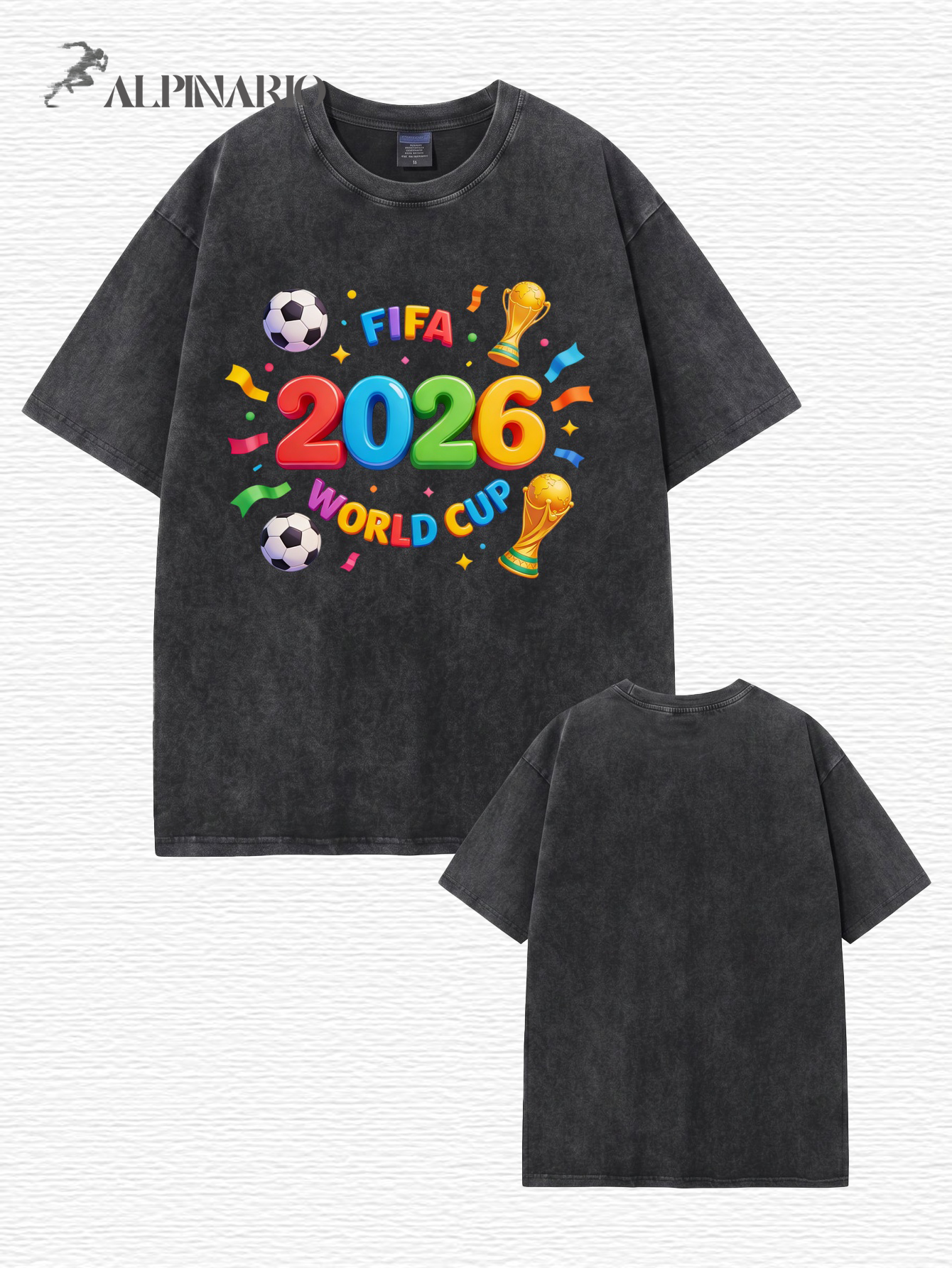 2026 FIFA World Cup Graphic Vintage Washed Cotton T-Shirt