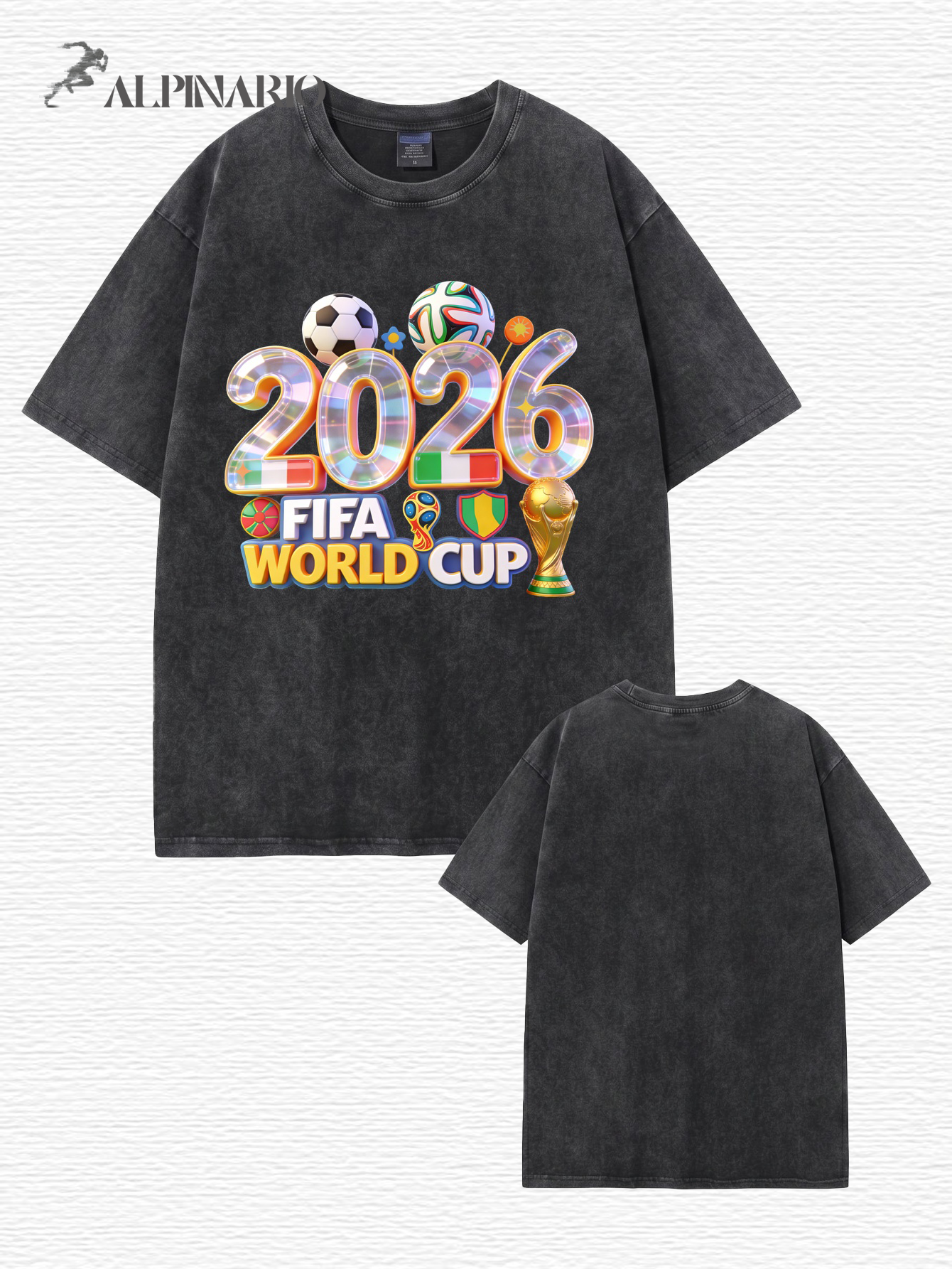 2026 FIFA World Cup Graphic T-Shirt | Vintage Washed Heavyweight Cotton Tee