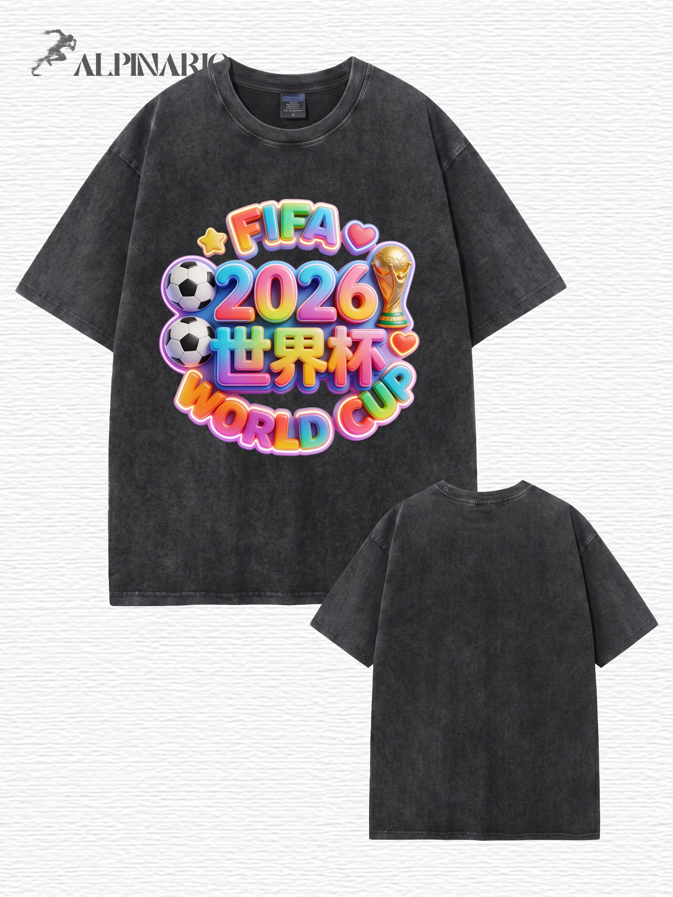 2026 FIFA World Cup Graphic T-Shirt - Vintage Washed Cotton Tee