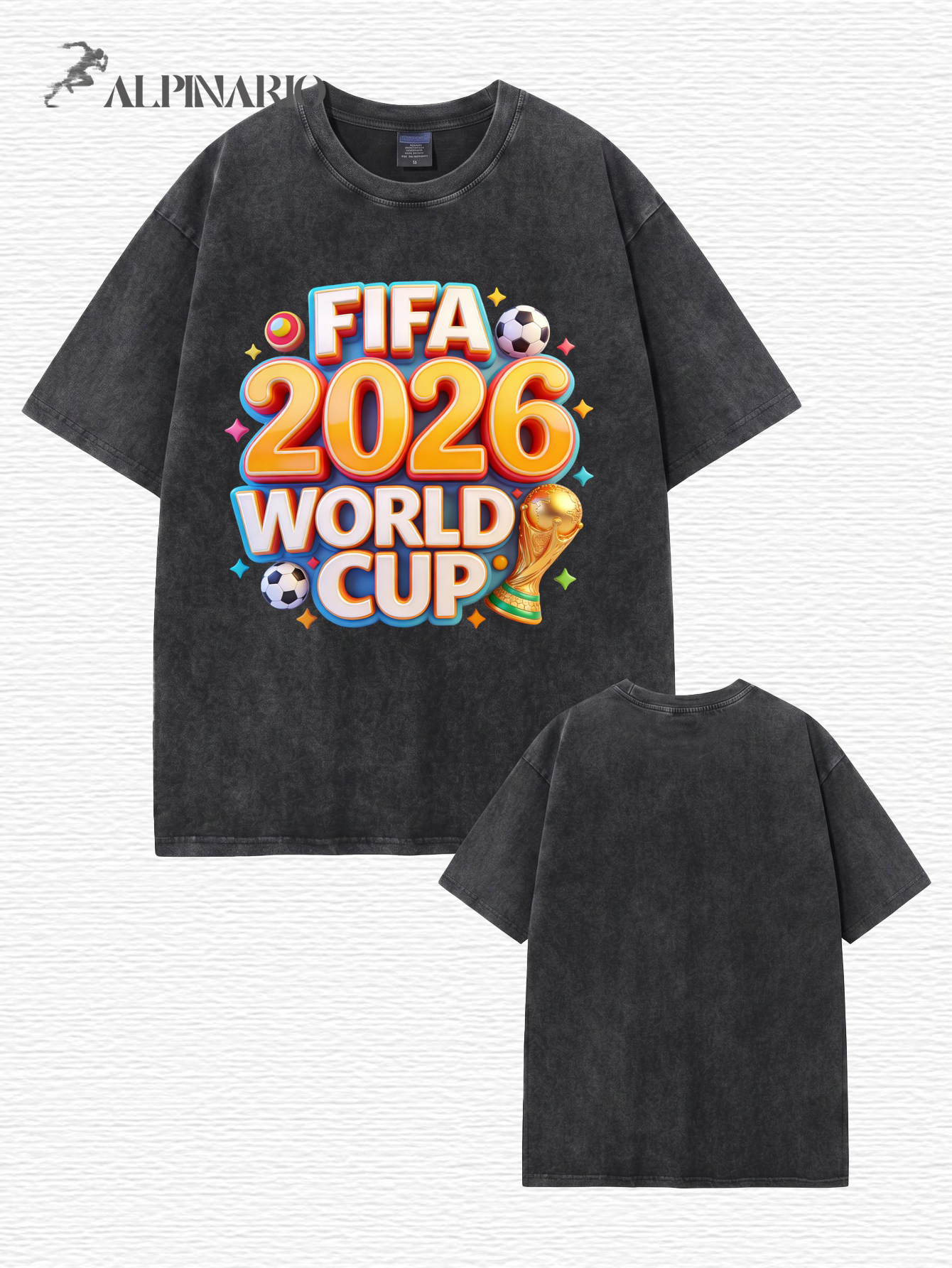 FIFA 2026 World Cup Graphic T-Shirt - Vintage Washed Heavyweight Cotton Tee