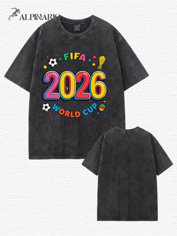2026 FIFA World Cup Graphic Tee - Retro Washed Heavyweight Cotton T-Shirt