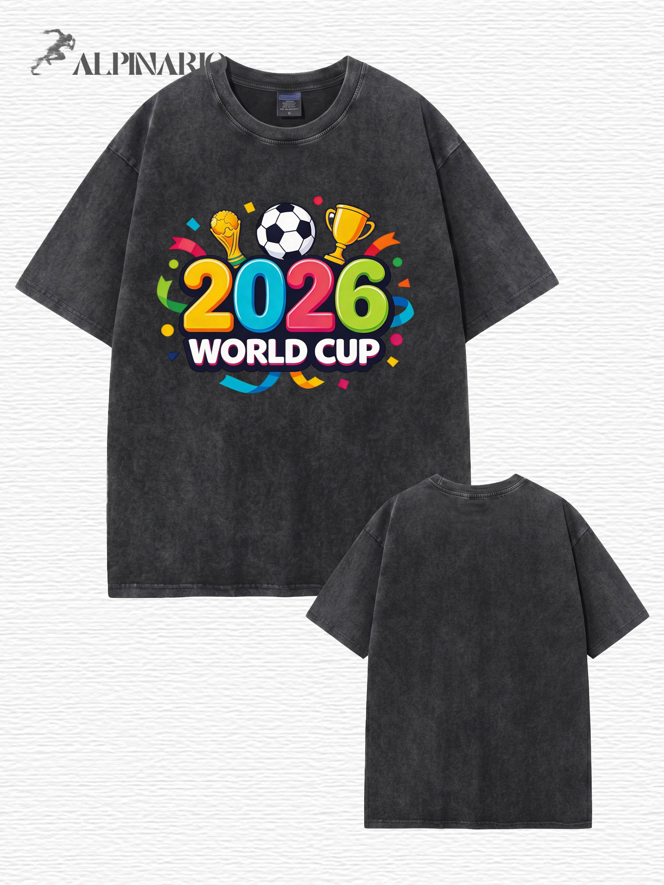 2026 World Cup Graphic T-Shirt - Vintage Washed Cotton Tee