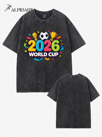 2026 World Cup Graphic T-Shirt - Vintage Washed Cotton Tee