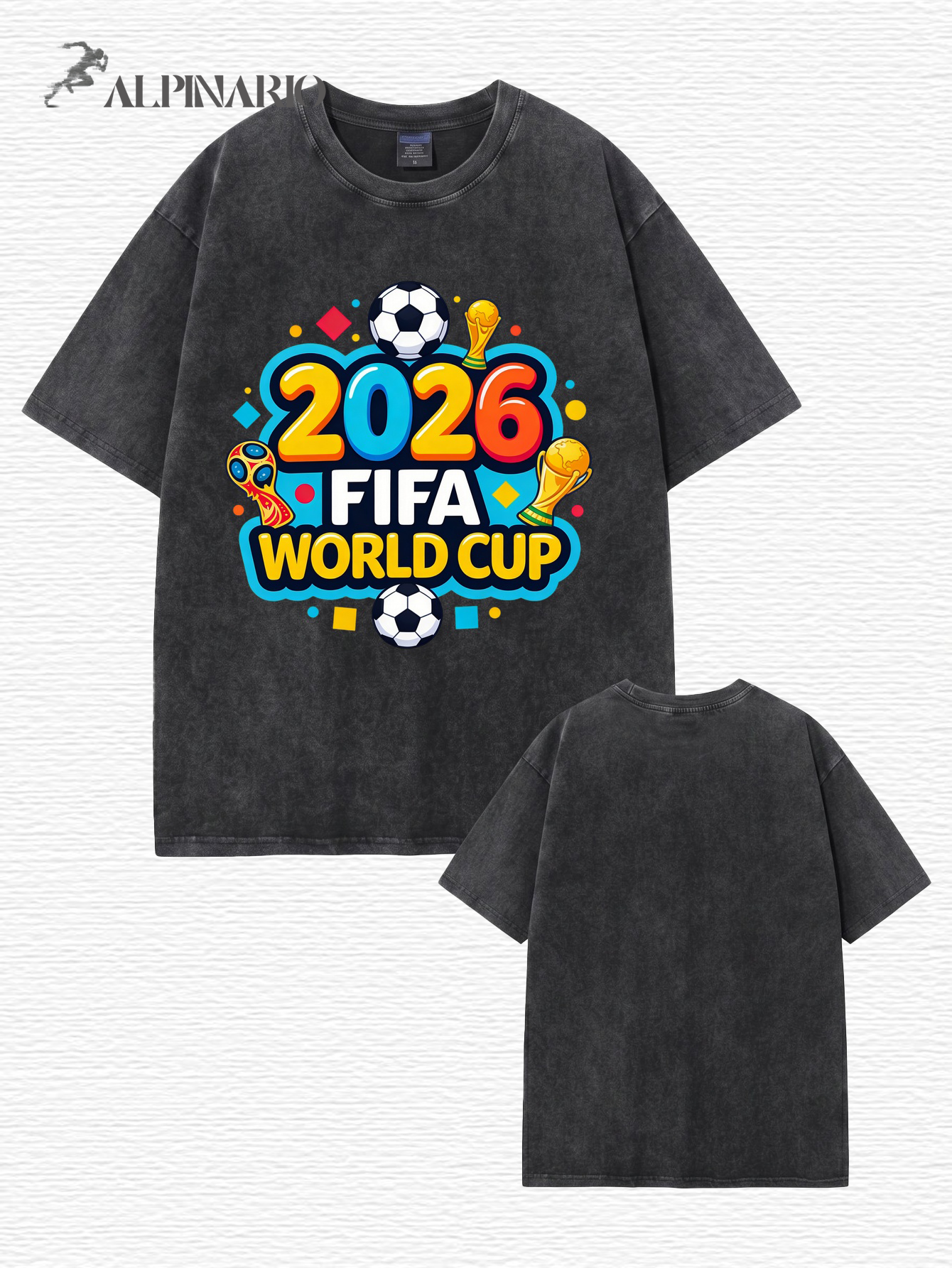 2026 FIFA World Cup Graphic T-Shirt | Vintage Washed Heavyweight Cotton Tee