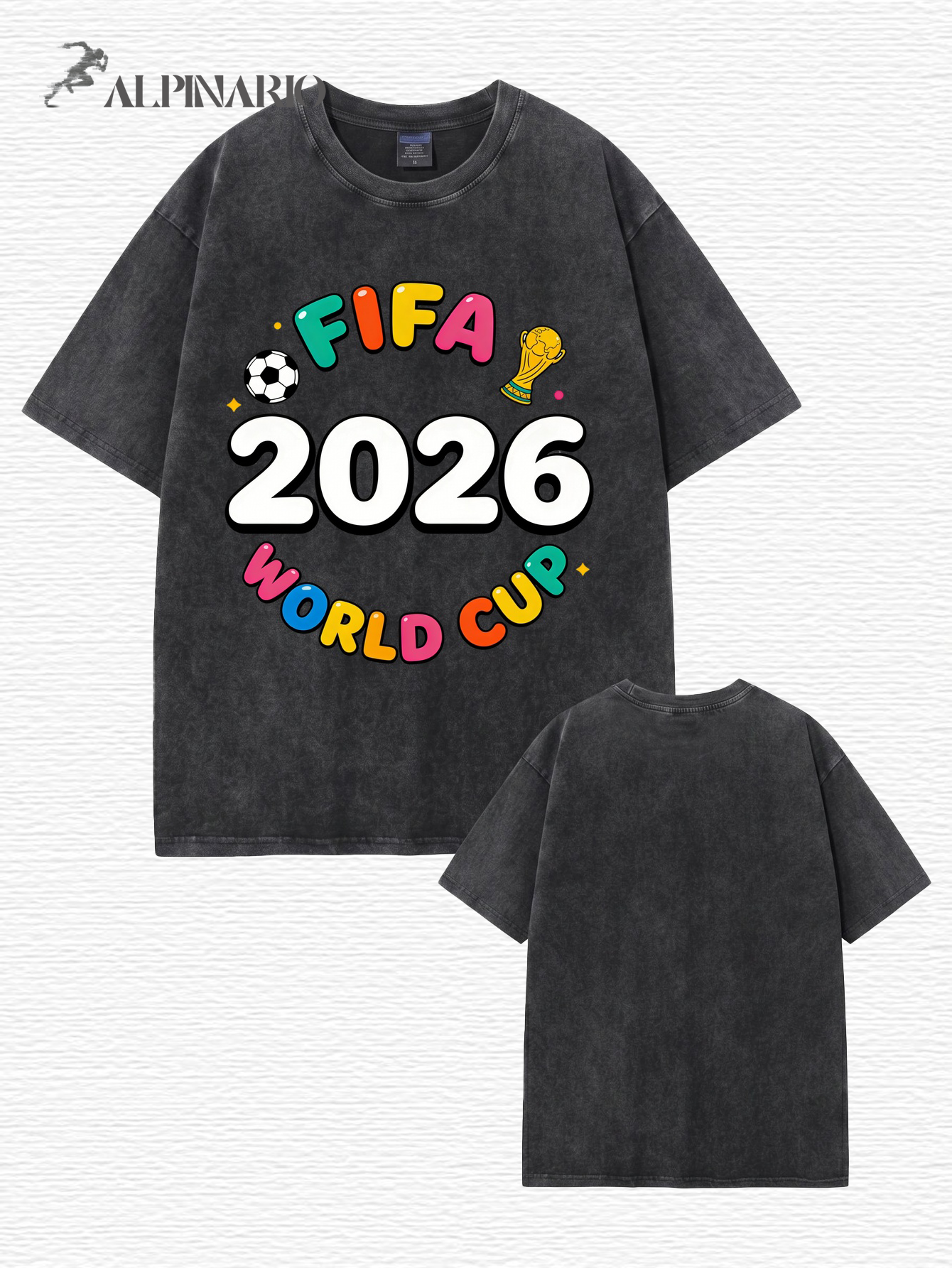 2026 FIFA World Cup Graphic T-Shirt | Vintage Washed Heavyweight Cotton Tee