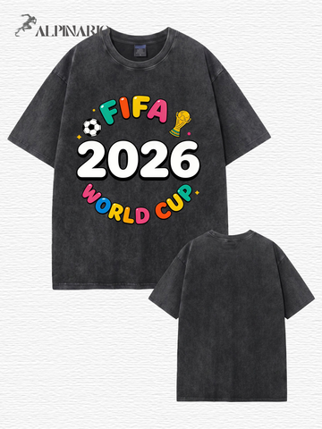 2026 FIFA World Cup Graphic T-Shirt | Vintage Washed Heavyweight Cotton Tee