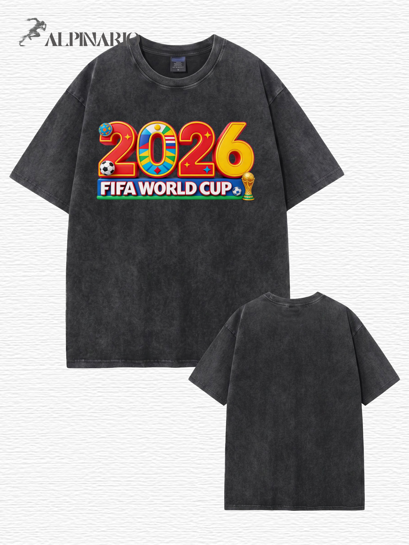 2026 FIFA World Cup Graphic T-Shirt | Vintage Washed Heavyweight Cotton Tee