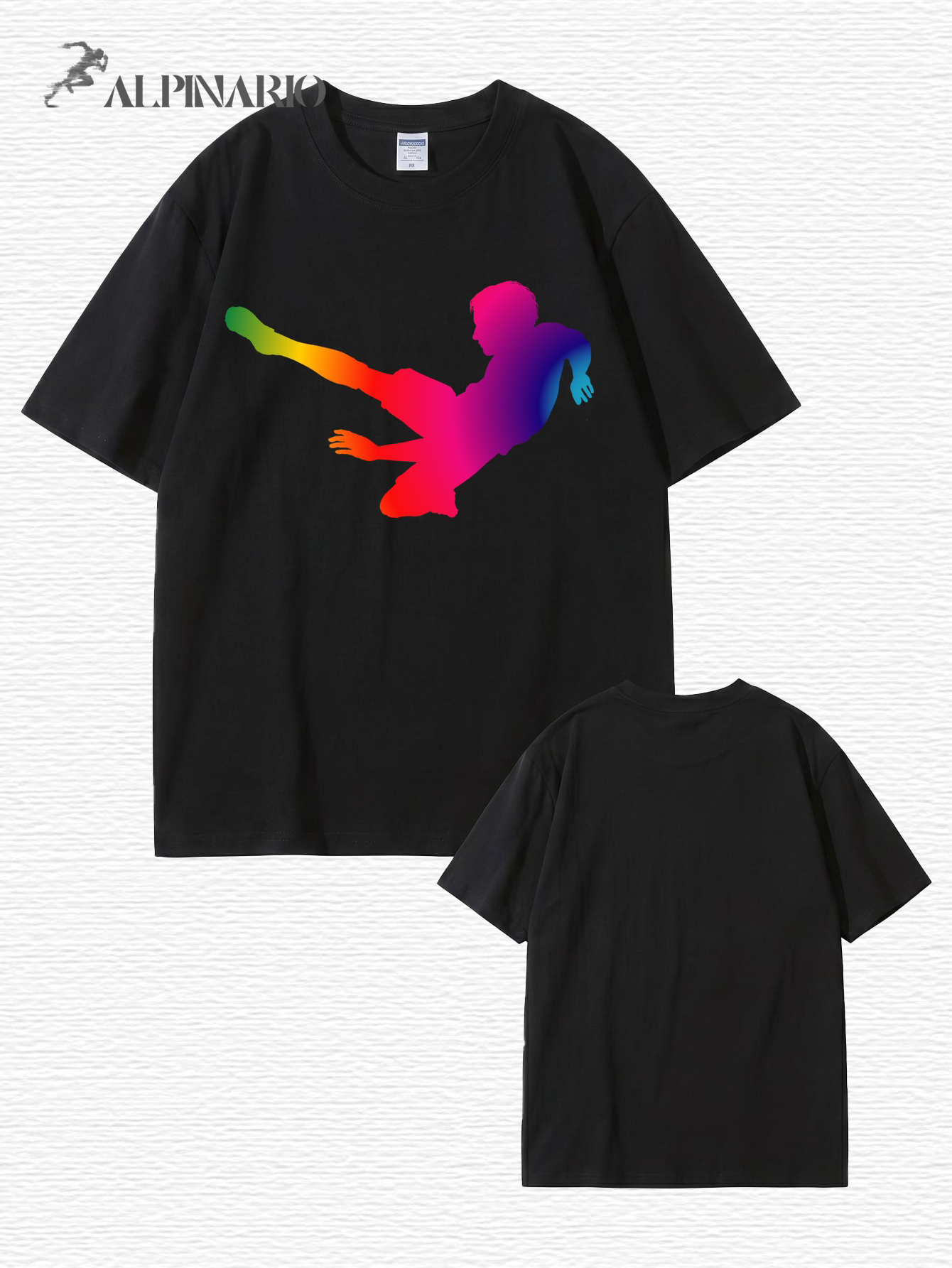 Rainbow Soccer Player Graphic T-Shirt - Premium 200gsm Cotton Tee