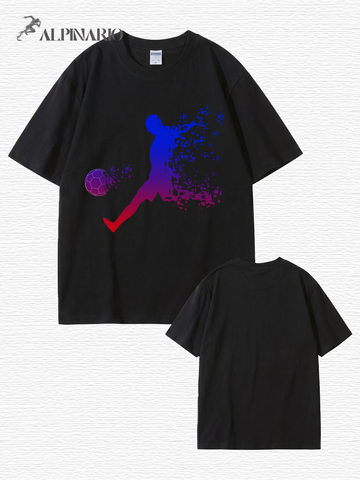 Soccer Player Gradient Pixel Art Print Men's Graphic T-Shirt