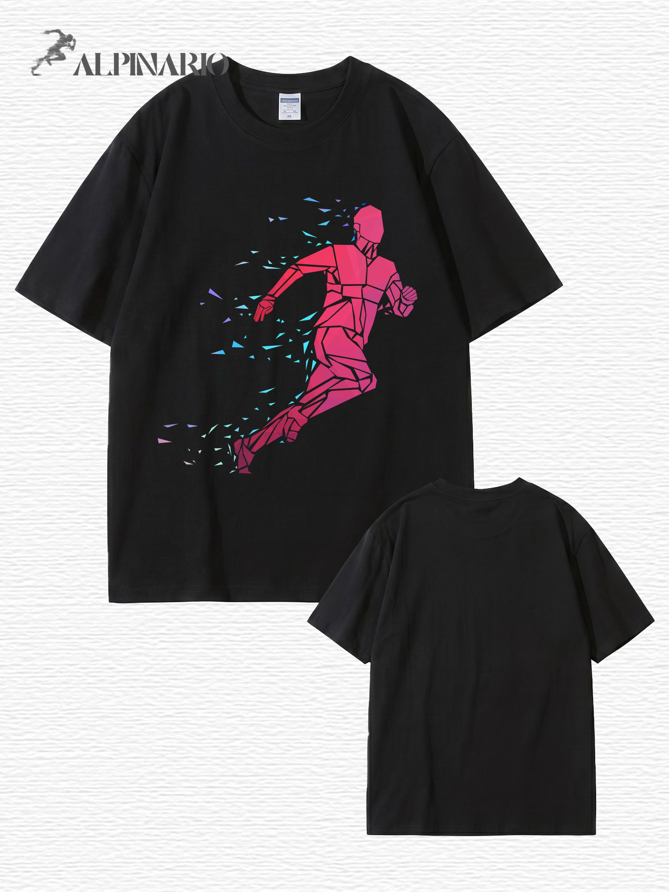 Geometric Running Man Graphic Print T-Shirt - Premium Cotton Tee