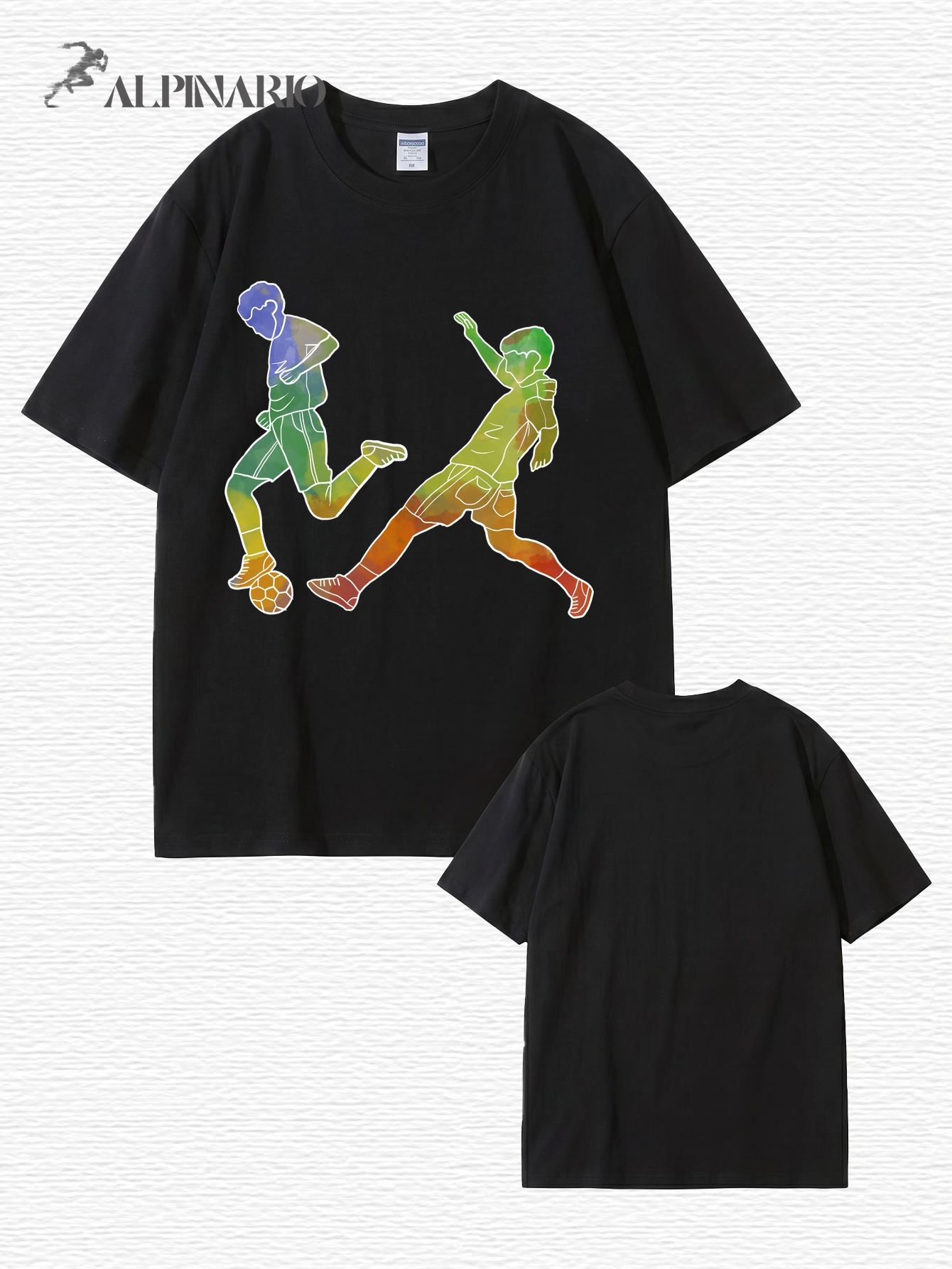 Watercolor Soccer Players Graphic Print Premium Cotton T-Shirt