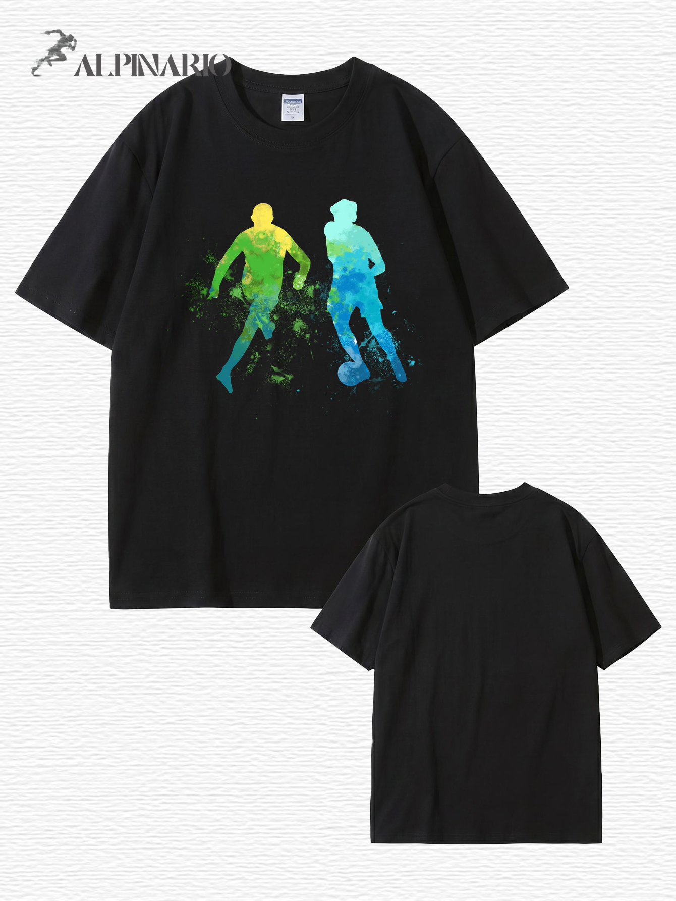 Watercolor Soccer Players Graphic Print Men's Premium Cotton T-Shirt