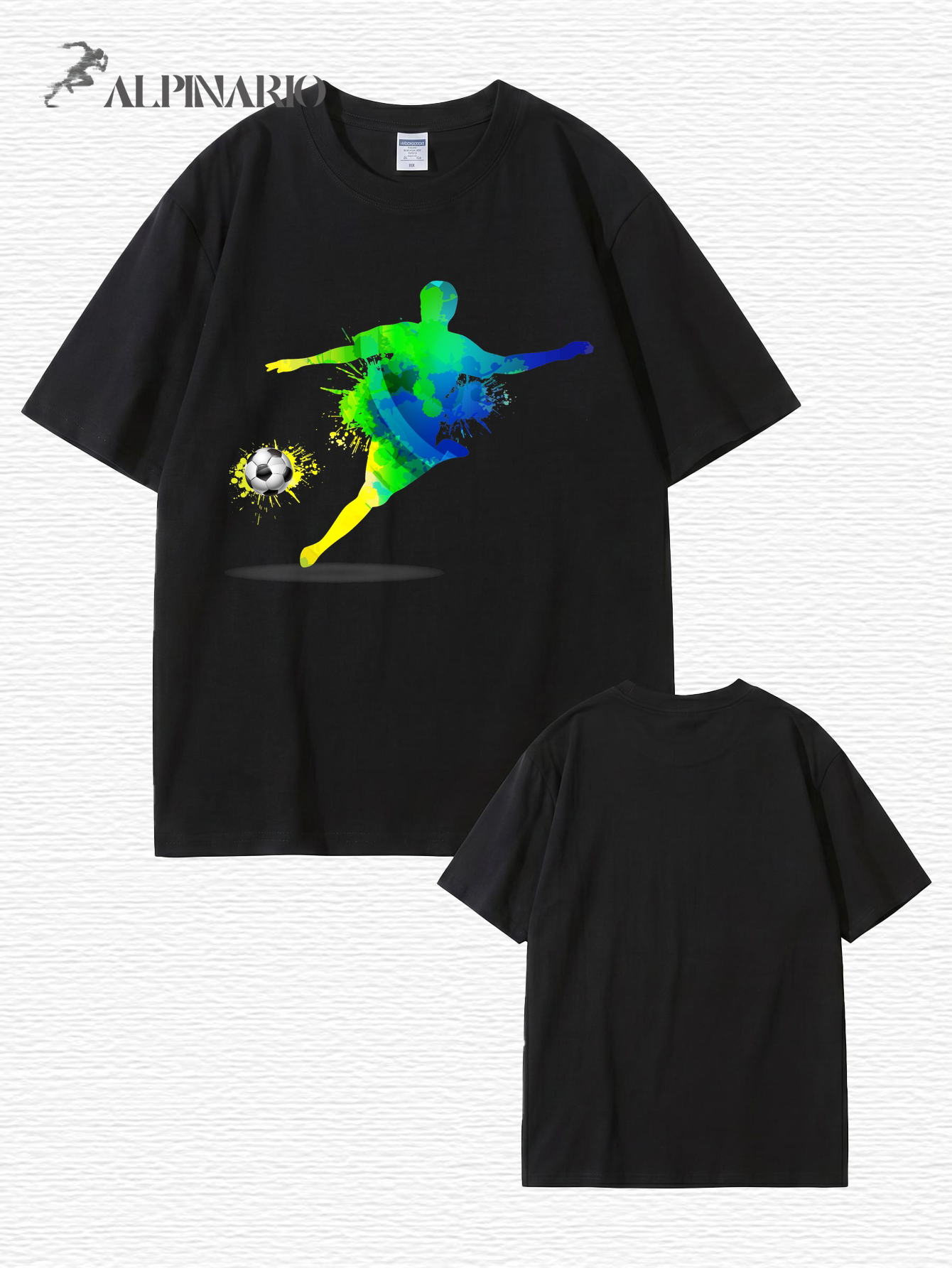 Colorful Watercolor Soccer Player Graphic T-Shirt - Premium Cotton