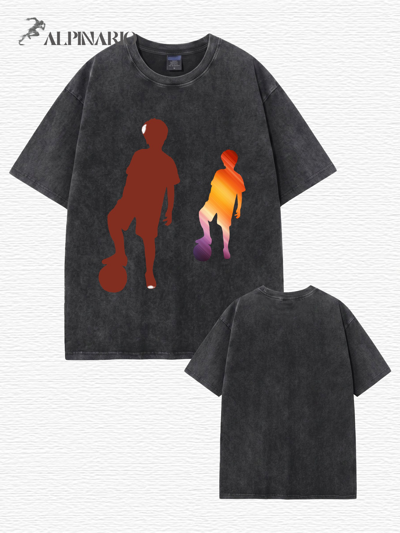 Vintage Washed Cotton Graphic T-Shirt | Soccer Player Silhouette Print