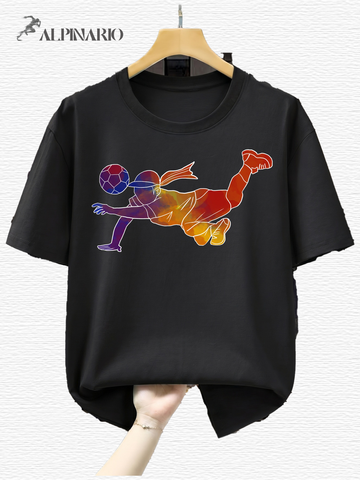 Women's Soccer Player Artistic Watercolor Print 100% Cotton T-Shirt