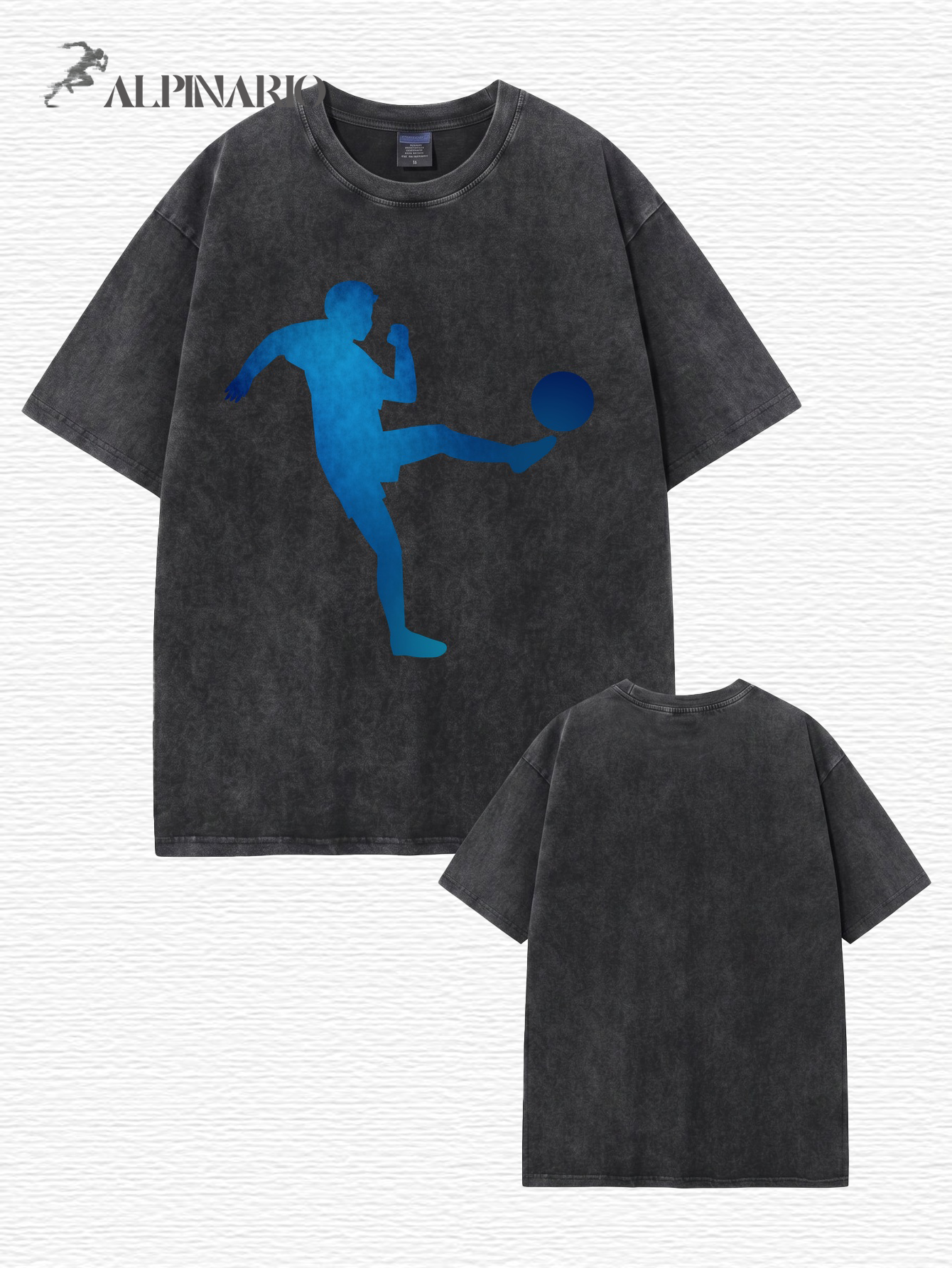 Vintage Washed Oversized Soccer Player Graphic T-Shirt