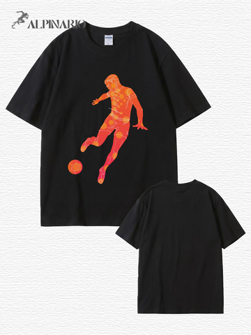 Soccer Player Graphic T-Shirt - Artistic Sport Print Tee