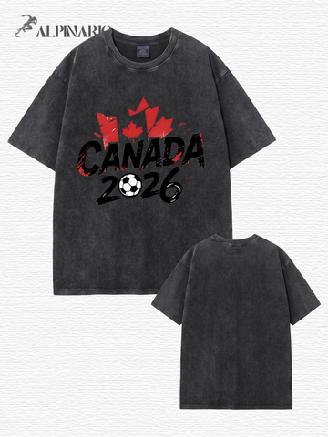 Canada 2026 Soccer Vintage Washed Cotton T-Shirt