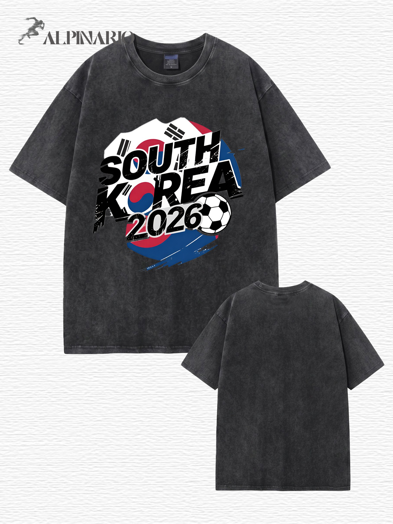 South Korea 2026 Soccer Vintage Wash Graphic T-Shirt