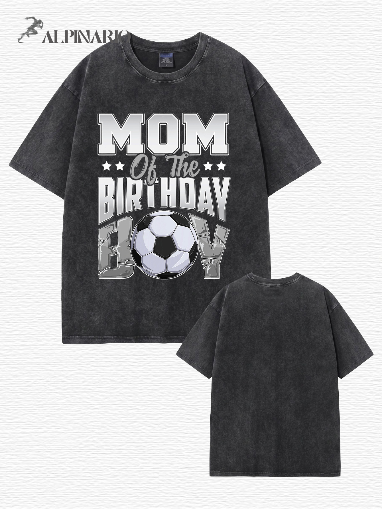 Mom of the Birthday Boy Vintage Washed Soccer Graphic Tee