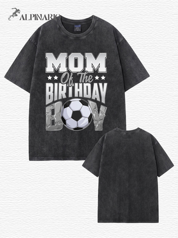 Mom of the Birthday Boy Vintage Washed Soccer Graphic Tee
