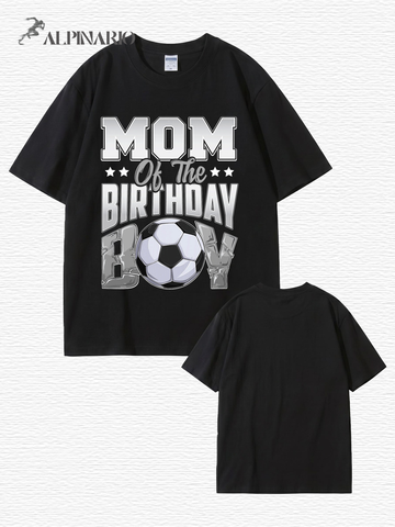 Mom of the Birthday Boy Soccer Theme Graphic T-Shirt