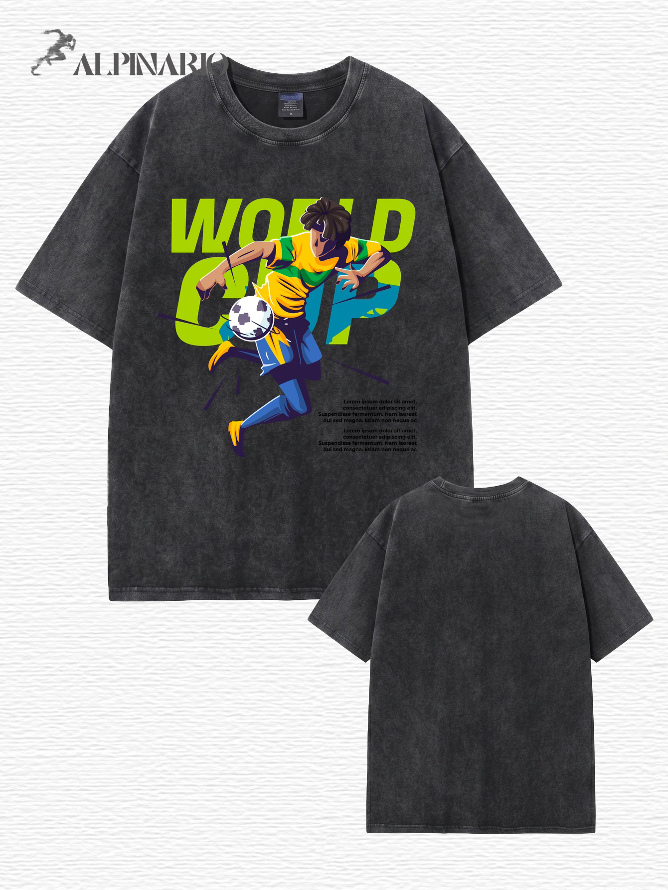 Vintage Washed World Cup Graphic T-Shirt - Premium Heavyweight Cotton