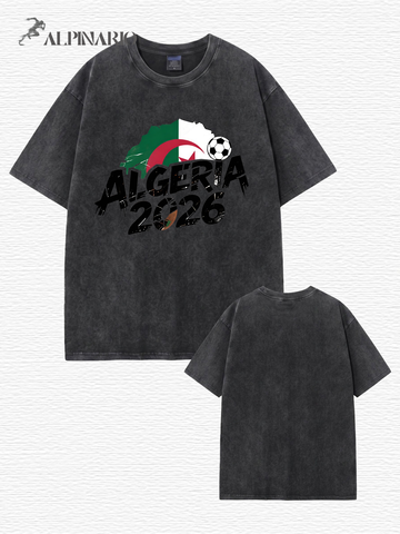 Algeria 2026 Soccer Vintage Washed Cotton T-Shirt