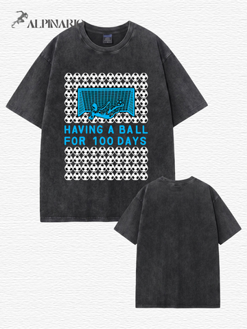 Vintage Washed 'Having A Ball' 100 Days Soccer Graphic Tee