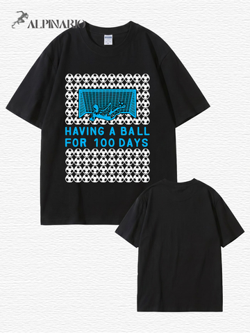 Having A Ball 100 Days Soccer Goalkeeper Print T-Shirt