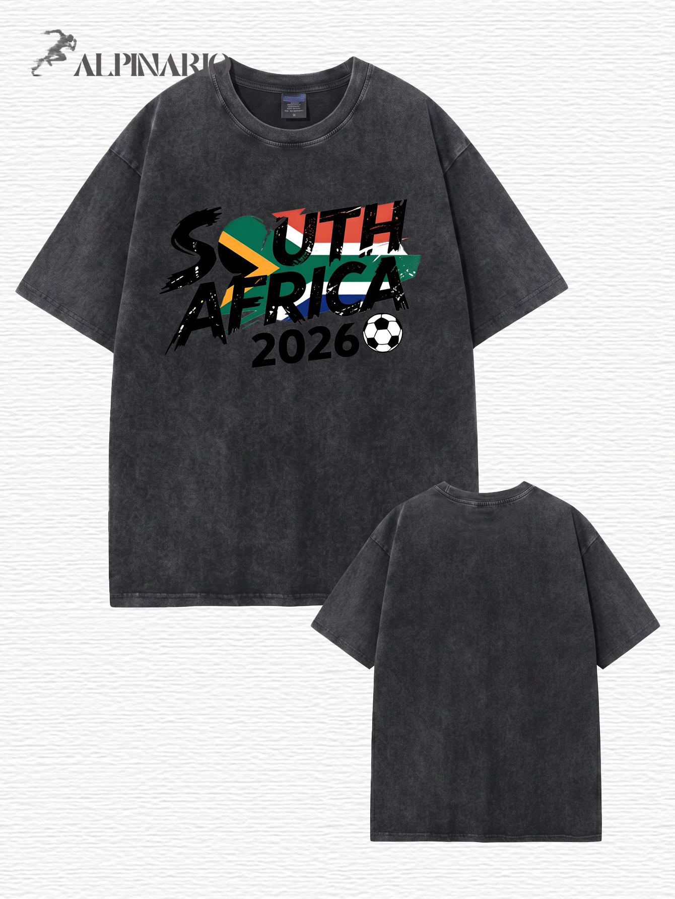 South Africa 2026 Soccer Graphic Vintage Washed Cotton T-Shirt
