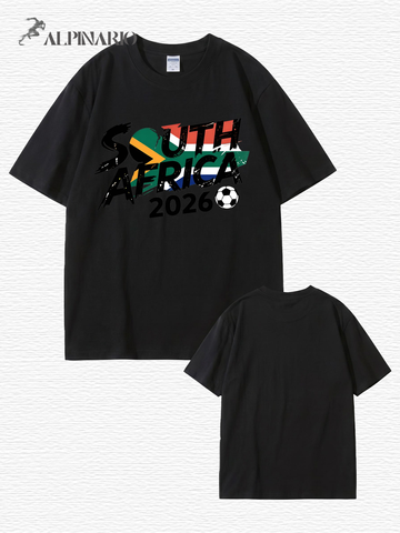 South Africa 2026 Soccer Flag Graphic Print Men's Heavyweight Cotton T-Shirt