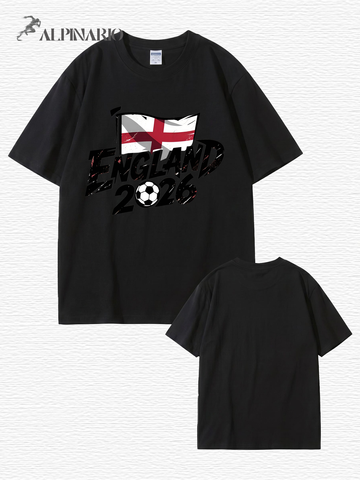 England 2026 Football Graphic T-Shirt - Premium Cotton Soccer Fan Apparel